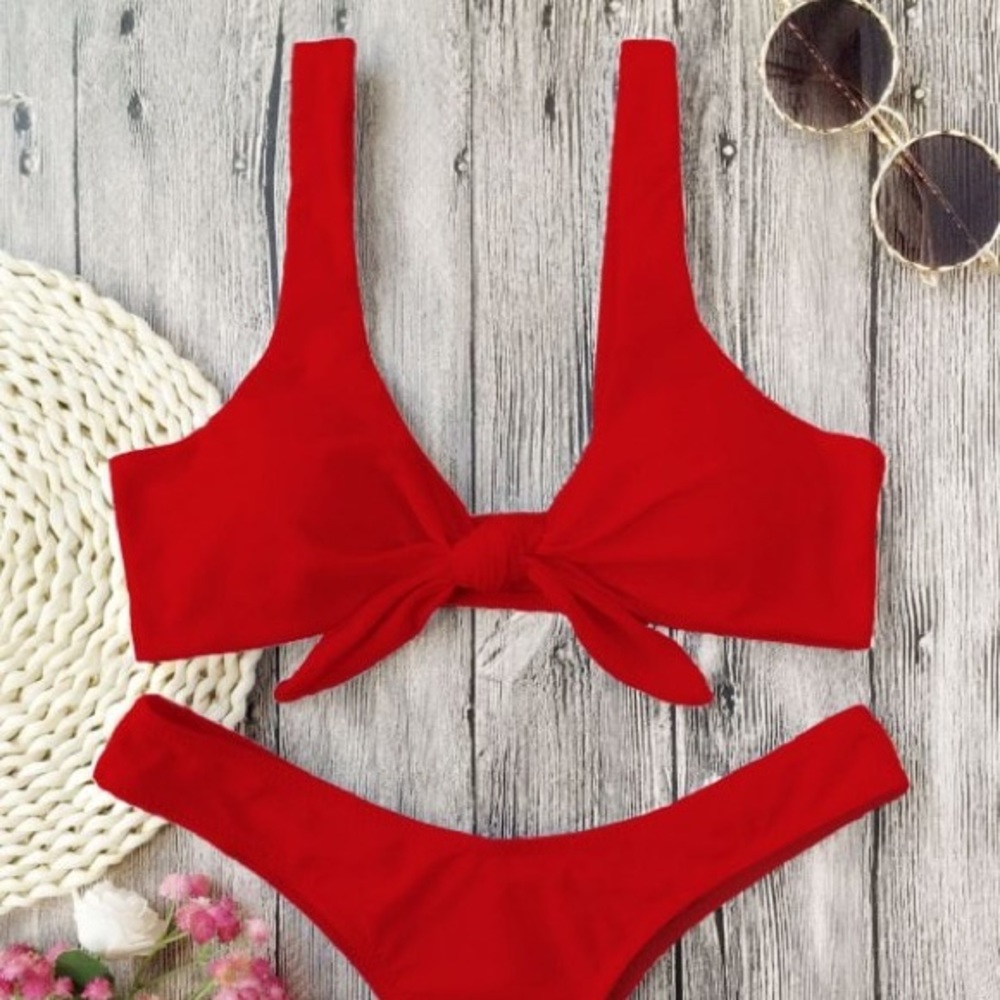 NWT Red Tie Zaful Bikini Top